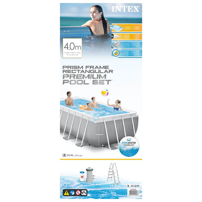 INTEX Set Piscina Prism Frame Rettangolare 400x200x122 cm 3202888