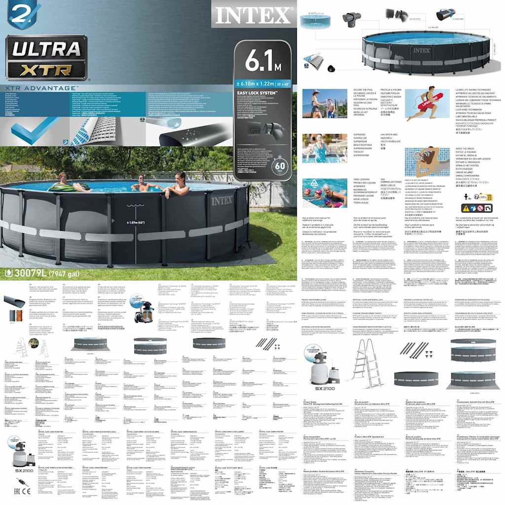 INTEX Set Piscina Rotonda Ultra XTR Frame 610x122 cm 3202891