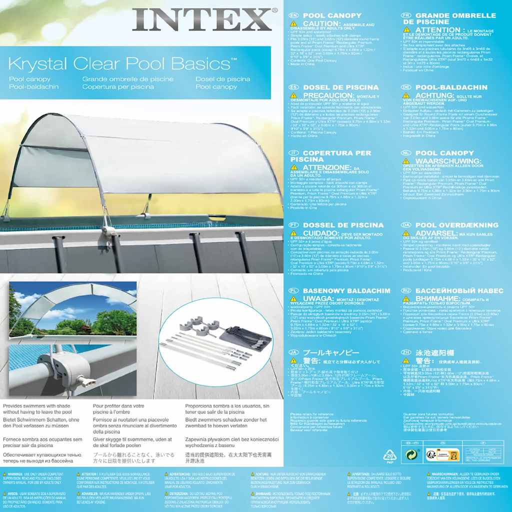 INTEX Tettoia per Piscina Grigio Chiaro 3202927