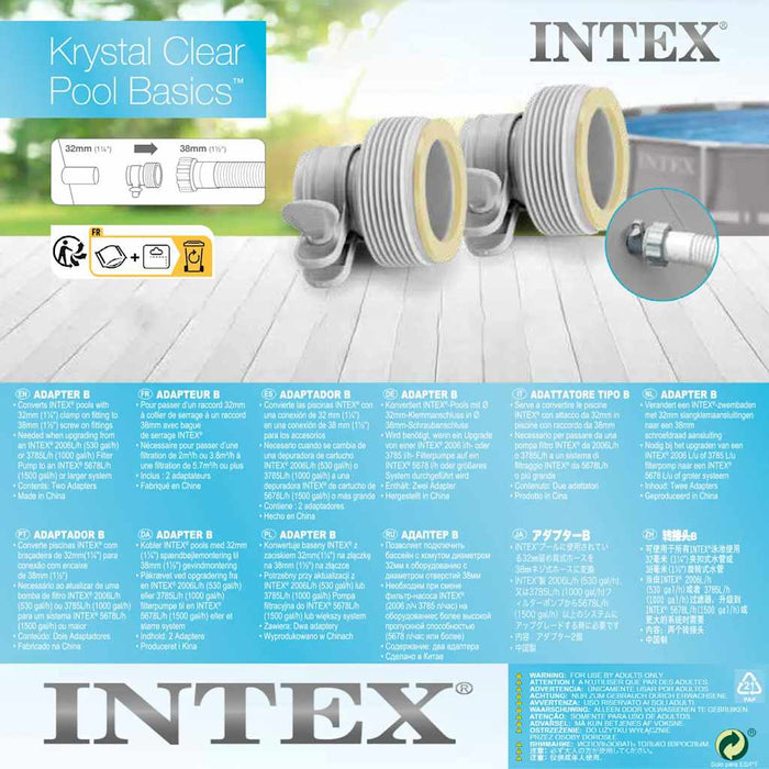 INTEX Adattatori B 2 pz per Tubi Flessibili da 32 mm a 38 mm 3202931