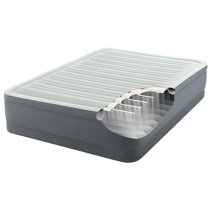 INTEX Letto Gonfiabile PremAire Bianco Grigio Queen Size 152x203x46cm 3202966