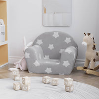 Divano per Bambini Grigio Chiaro con Stelle in Morbido Peluche 356980