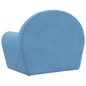 vidaXL Divano per Bambini Blu in Morbido Peluche