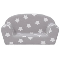 Divano Bambini 2 Posti Grigio Chiaro con Stelle Morbido Peluche 356986
