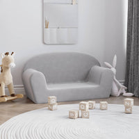 Divano per Bambini a 2 Posti Grigio Chiaro in Morbido Peluche 356987