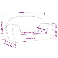 vidaXL Divano per Bambini a 2 Posti Crema in Morbido Peluche
