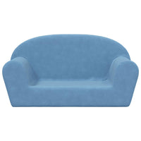vidaXL Divano per Bambini a 2 Posti Blu in Morbido Peluche