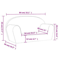 vidaXL Divano per Bambini a 2 Posti Blu in Morbido Peluche