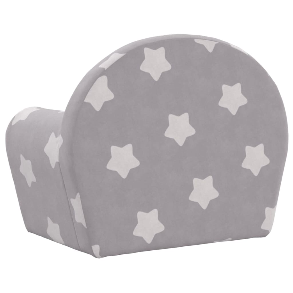 Divano Letto Bambini Grigio Chiaro con Stelle Morbido Peluche 356992