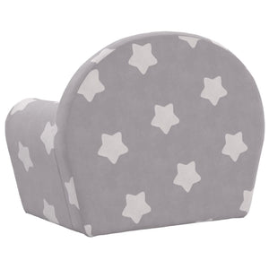 Divano Letto Bambini Grigio Chiaro con Stelle Morbido Peluche 356992