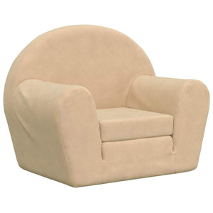 vidaXL Divano Letto per Bambini Crema in Morbido Peluche