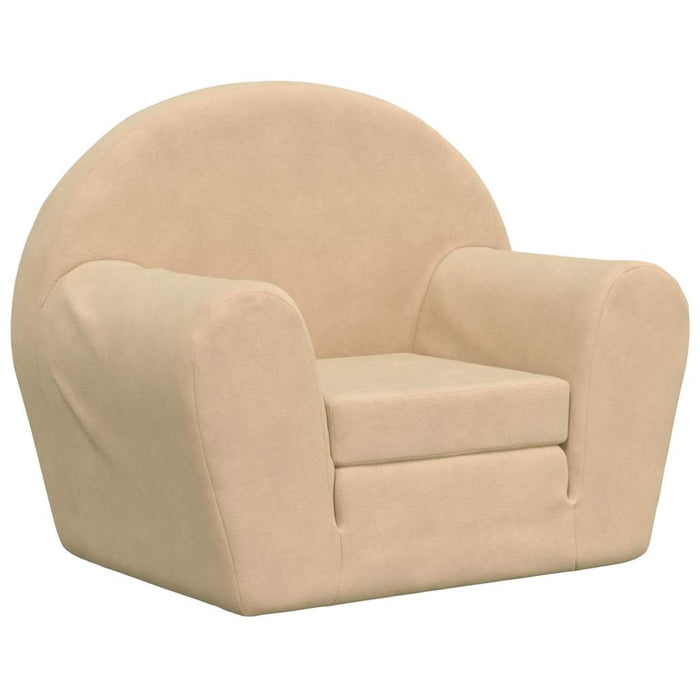 vidaXL Divano Letto per Bambini Crema in Morbido Peluche