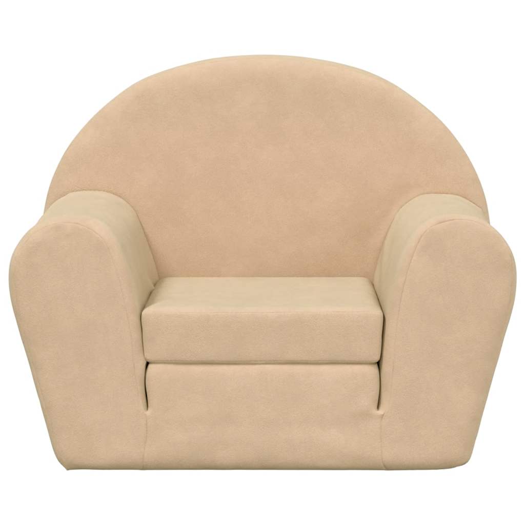 vidaXL Divano Letto per Bambini Crema in Morbido Peluche