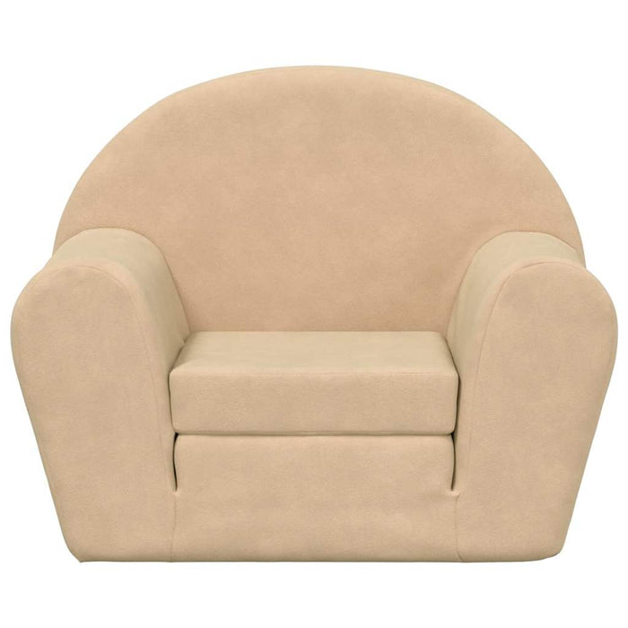 Divano Letto per Bambini Crema in Morbido Peluche 356995