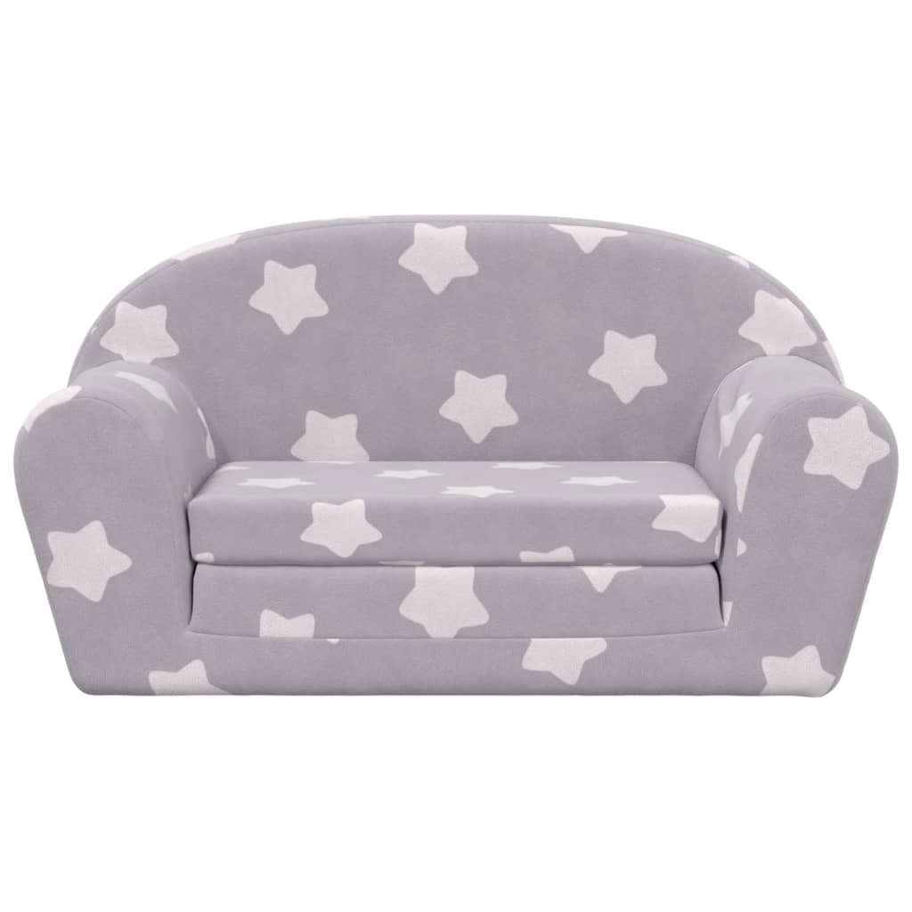 Divano Letto Bambini a 2 Posti Grigio Chiaro con Stelle Peluchecod mxl 86390