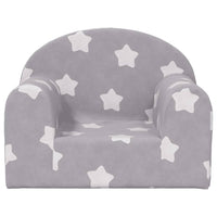 Divano per Bambini Grigio Chiaro con Stelle in Morbido Peluche 357004