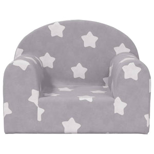 Divano per Bambini Grigio Chiaro con Stelle in Morbido Peluche 357004