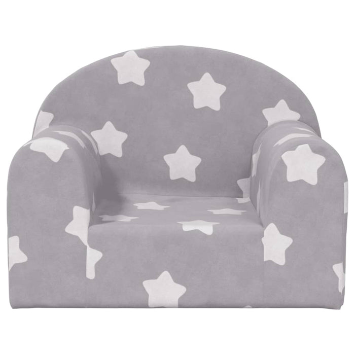 Divano per Bambini Grigio Chiaro con Stelle in Morbido Peluche 357004