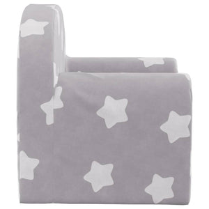 Divano per Bambini Grigio Chiaro con Stelle in Morbido Peluche 357004