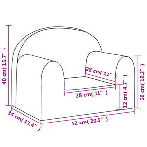 Divano per Bambini Grigio Chiaro con Stelle in Morbido Peluche 357004