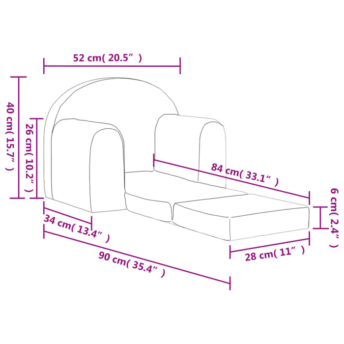Divano Letto per Bambini-Sofa Letto-Daybed-Divanetto Rosa in Morbido Peluche 370361