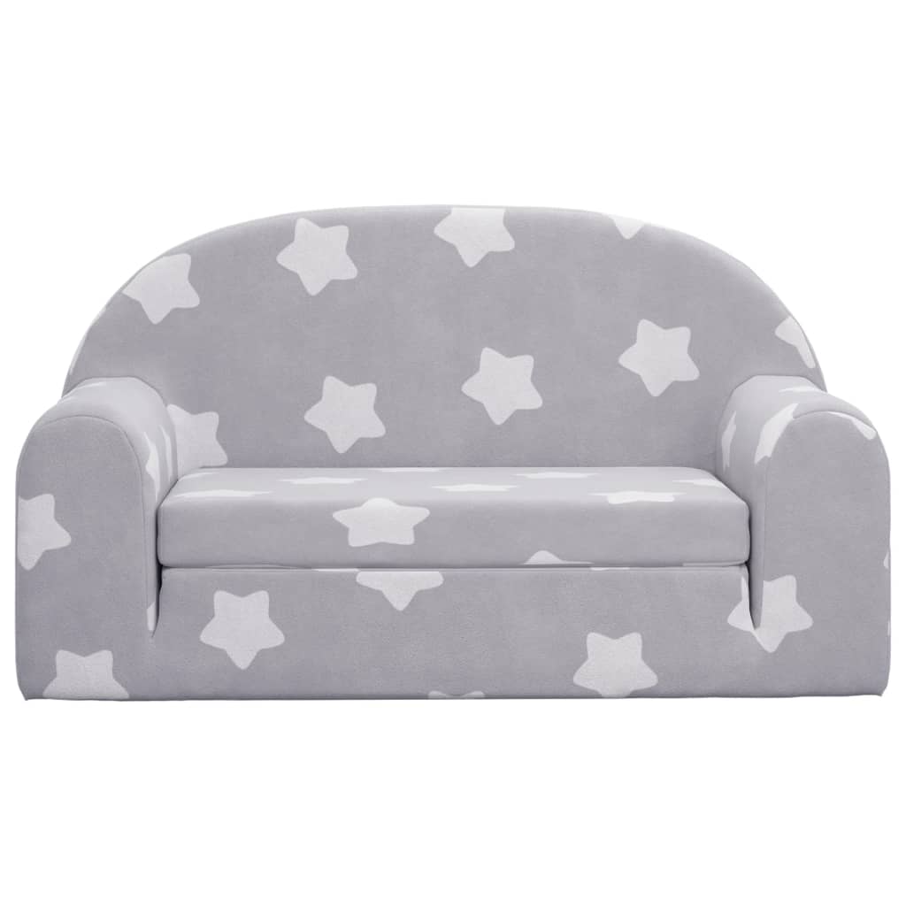 Divano Letto Bambini a 2 Posti Grigio Chiaro con Stelle Peluche