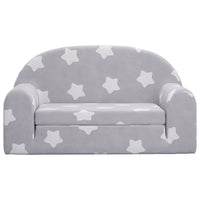 Divano Letto Bambini a 2 Posti Grigio Chiaro con Stelle Peluche