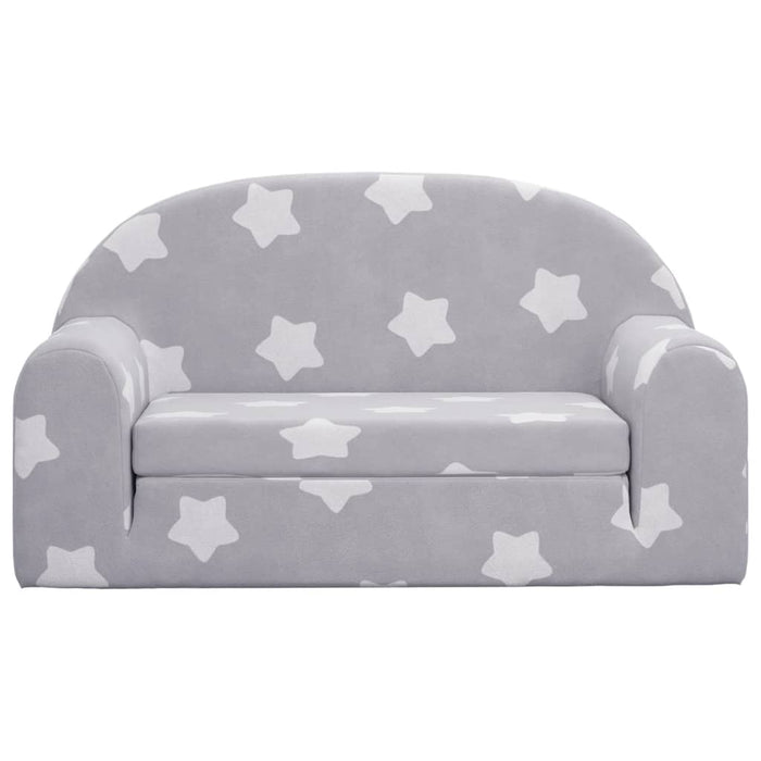Divano Letto Bambini a 2 Posti Grigio Chiaro con Stelle Peluche