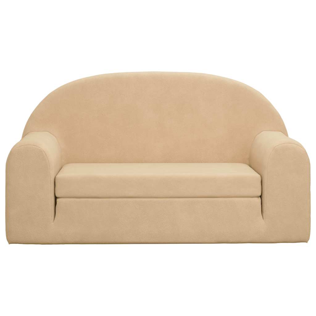 Divano Letto per Bambini a 2 Posti Crema in Morbido Peluche 357025