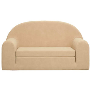 Divano Letto per Bambini a 2 Posti Crema in Morbido Peluche 357025