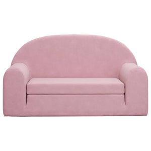 Divano Letto per Bambini a 2 Posti Rosa in Morbido Peluche 357027
