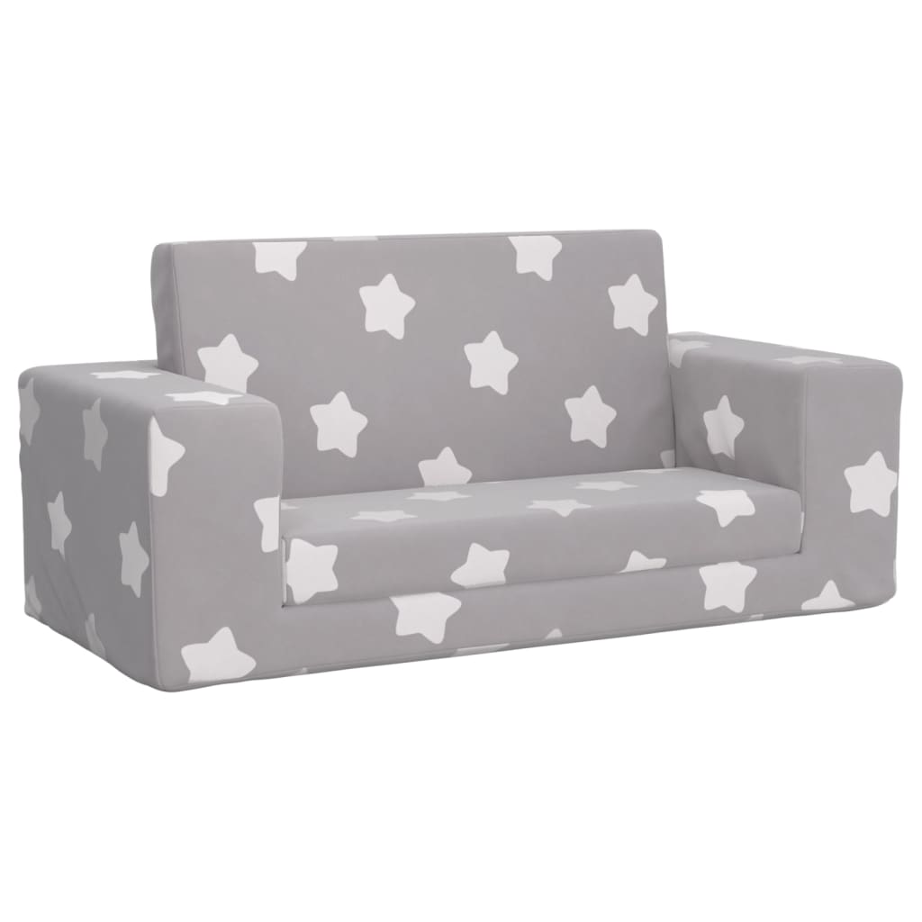 Divano Letto Bambini a 2 Posti Grigio Chiaro con Stelle Peluchecod mxl 134392