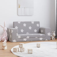 Divano Letto Bambini a 2 Posti Grigio Chiaro con Stelle Peluchecod mxl 134392