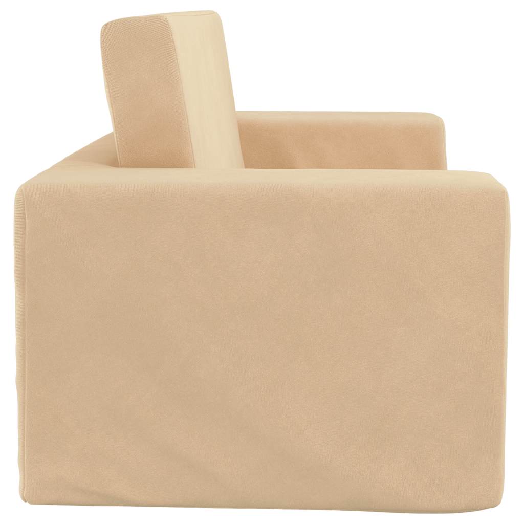 Divano Letto per Bambini a 2 Posti Crema in Morbido Peluche 357031