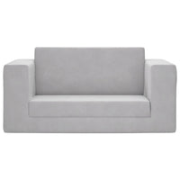 Divano Letto Bambini a 2 Posti Grigio Chiaro in Morbido Peluche 357035