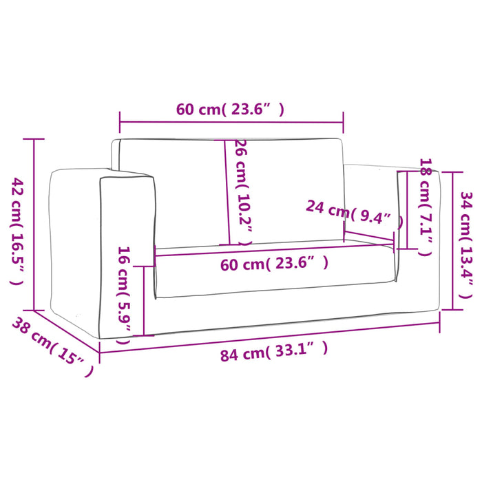 Divano Letto per Bambini a 2 Posti Antracite in Morbido Peluche 357036
