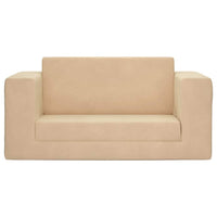 Divano Letto per Bambini a 2 Posti Crema in Morbido Peluche 357037