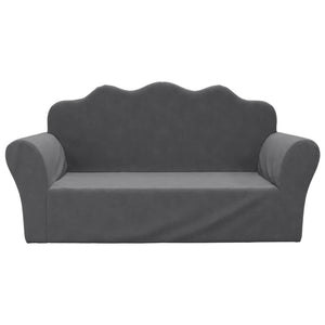 Divano per Bambini a 2 Posti Antracite in Morbido Peluche