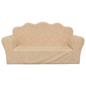 vidaXL Divano per Bambini a 2 Posti Crema in Morbido Peluche