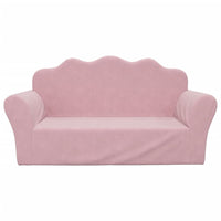 Divano per bambini a 2 posti rosa in morbido peluche 357051
