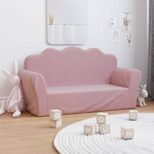 Divano per Bambini a 2 Posti Rosa in Morbido Peluchecod mxl 110367