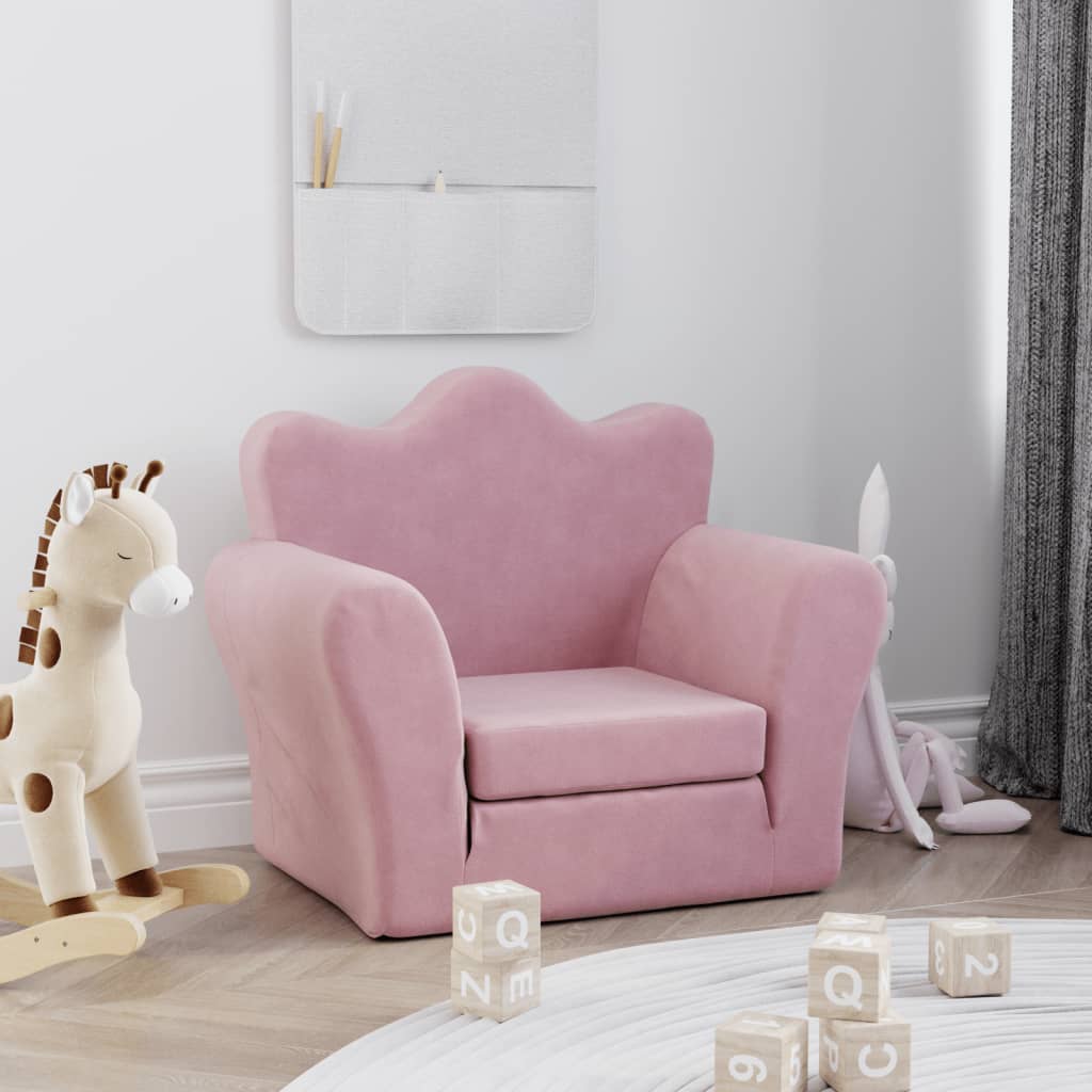 Divano Letto per Bambini Rosa in Morbido Peluche 357057