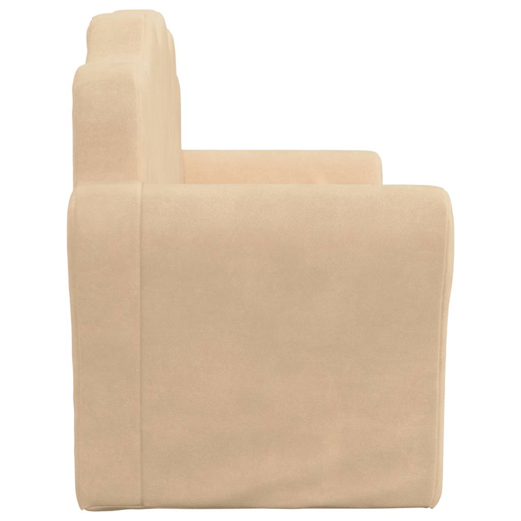Divano Letto per Bambini a 2 Posti Crema in Morbido Peluche 357061