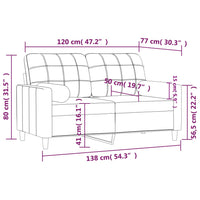 Divano a 2 Posti con Cuscini-Sofa 2 Posti con Cuscini Giallo Chiaro 120 cm in Tessuto 796024