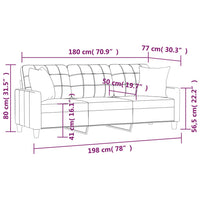 Divano a 3 Posti con Cuscini Crema 180 cm in Similpelle 3200809