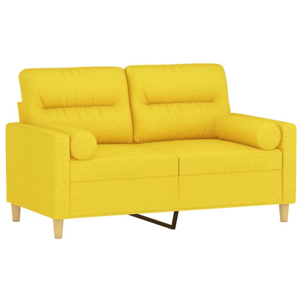 Divano a 2 Posti con Cuscini-Sofa 2 Posti con Cuscini Giallo Chiaro 120 cm in Tessuto 733092