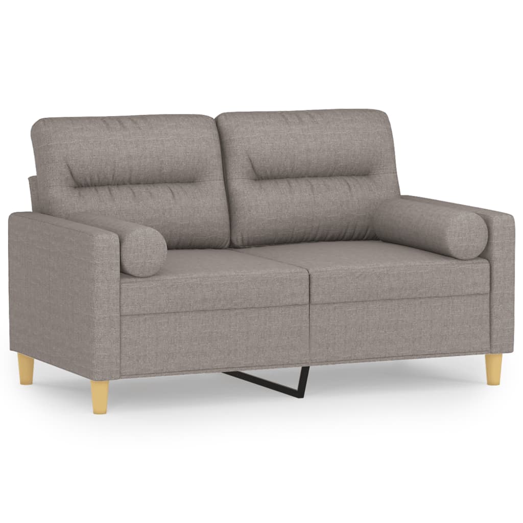 Divano a 2 Posti con Cuscini-Sofa 2 Posti con Cuscini Tortora 120 cm in Tessuto 444282