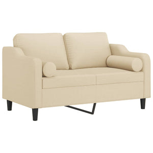 Divano a 2 Posti con Cuscini Crema 120 cm in Tessuto 3200839