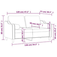Divano a 2 Posti con Cuscini-Sofa 2 Posti con Cuscini Tortora 120 cm in Tessuto 722788