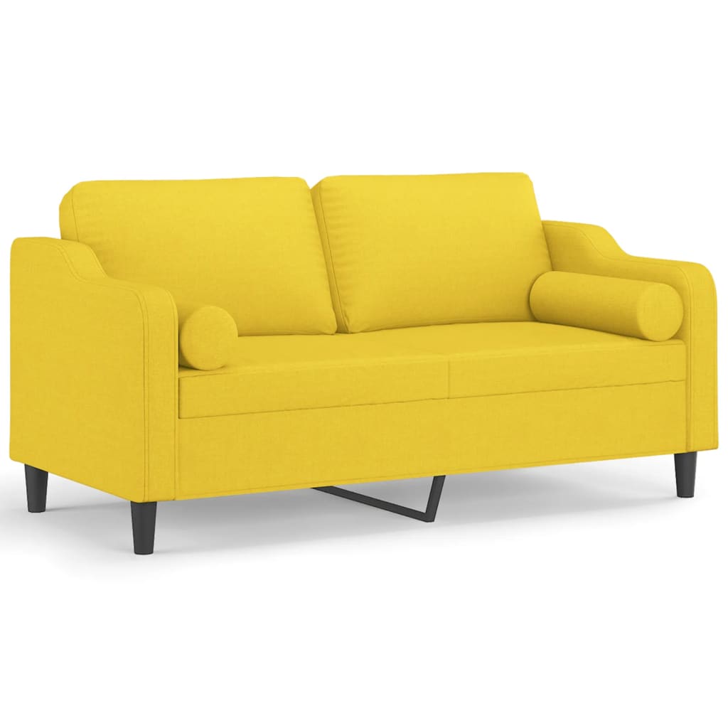 Divano a 2 Posti con Cuscini-Sofa 2 Posti con Cuscini Giallo Chiaro 140 cm in Tessuto 955155